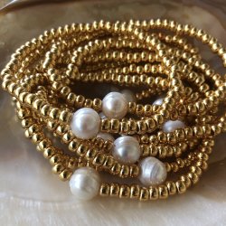 24k forgyldte Miyuki perler med stor ferskvandsperle