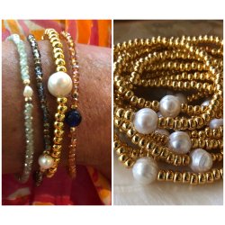 24k forgyldte Miyuki perler med stor ferskvandsperle