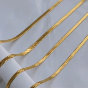  VANDFAST halsk�de - SNAKE 3 mm 18k forgyldt st�l halsk�de.