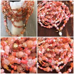 Fersken/orange unika halskde