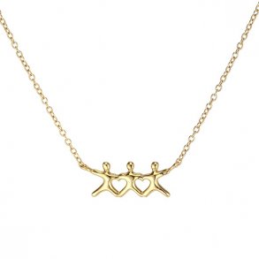 Family halskde med 3 personer i 18 k forgyldt slv 