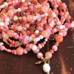 Fersken/orange unika halskde