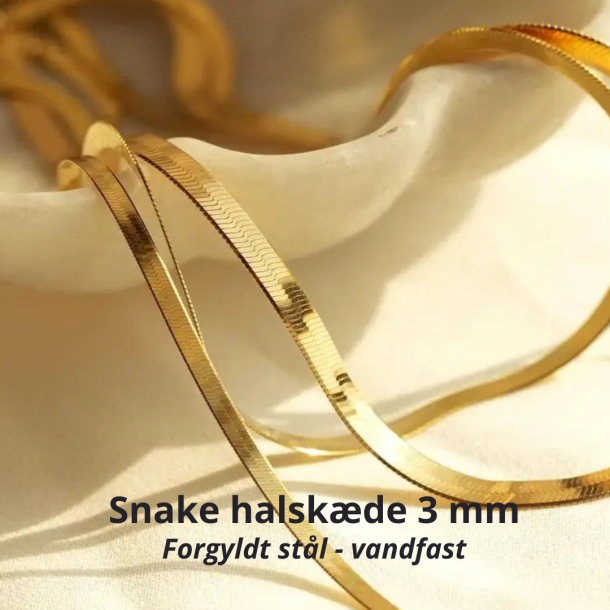 Snake 18 k forgyldt 3 mm halskde