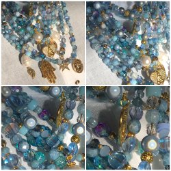 Eliza unika halsk�de i lysebl� 