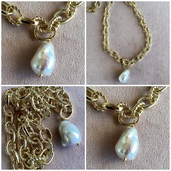 Forgyldt k�de med stor smuk barokperle