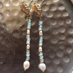 restikker med palme med zirkoniasten, sm delsten og ferskvandsperle