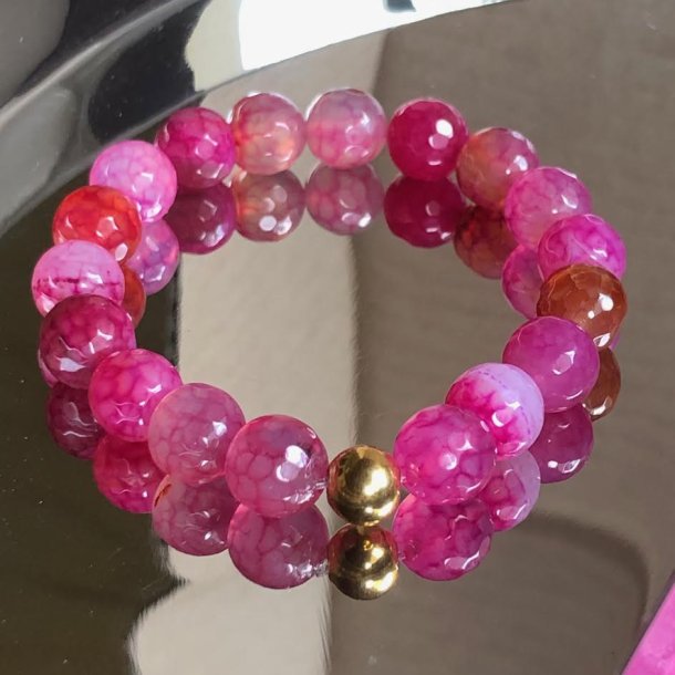 Pink agater - 10 mm armbnd