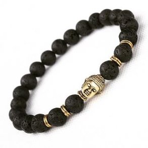 Sort lava med forgyldt buddha